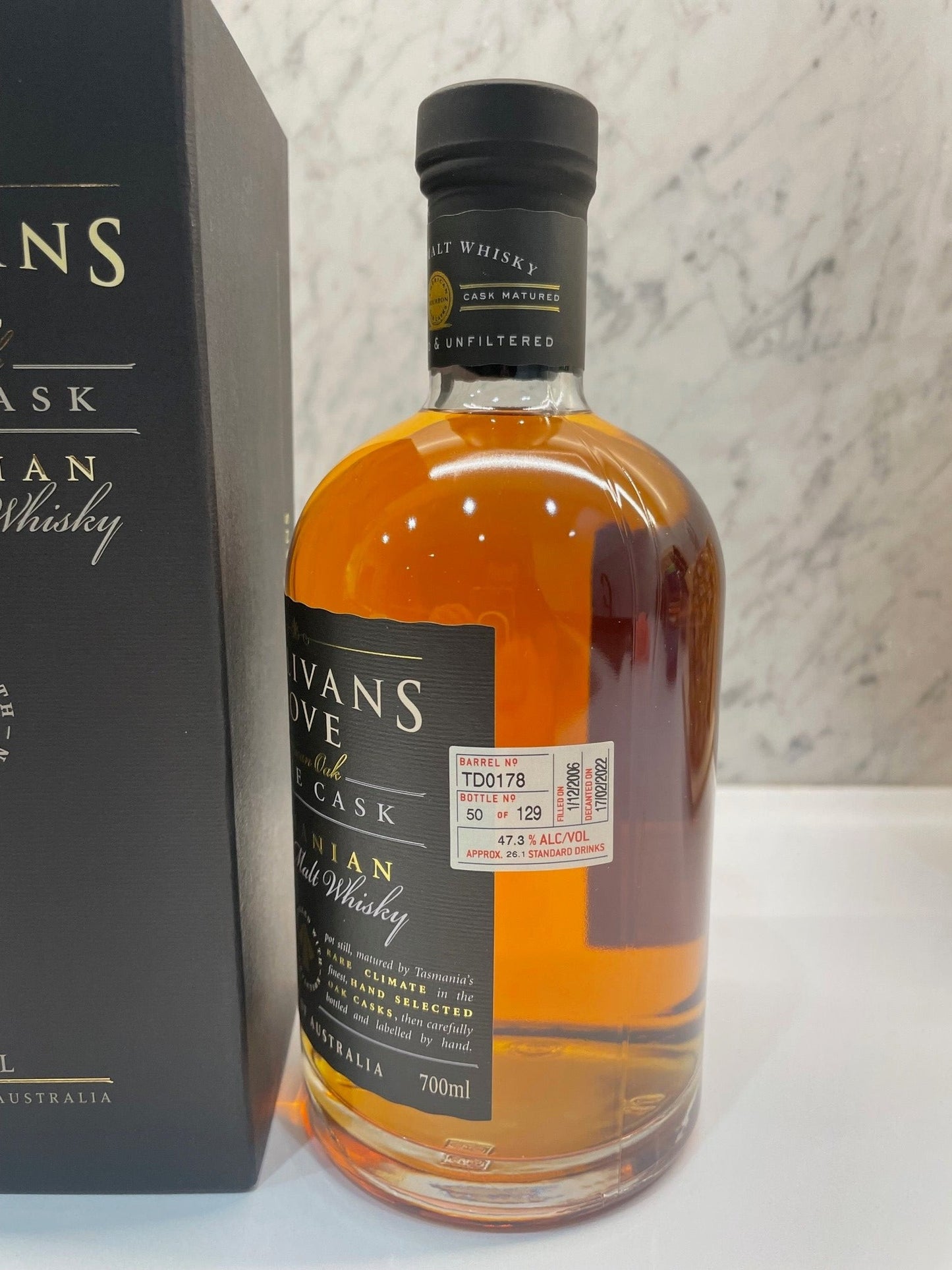 Sullivans Cove 15 Year Old American Oak Ex Bourbon Cask TD0178 ABV 47.3% 700ML - Cigar & Whisky Cellar