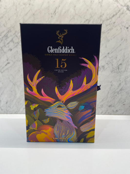 Glenfiddich 15 Year Old Limited Edition Design + Flask Single Malt Scotch Whisky 700mL - Cigar & Whisky Cellar