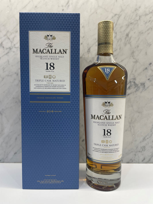 Macallan 18 Year Old Triple Cask Single Malt Scotch Whisky 700mL ABV 43% 2018 - Cigar & Whisky Cellar