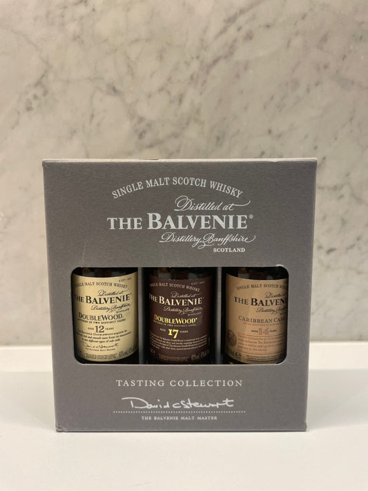 Balvenie Gift Pack - DoubleWood 12 & 17 Year Old, Caribbean 14 Year Old - 3x50ML Miniatures ABV 43% - Cigar & Whisky Cellar